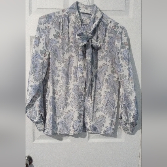 Alfred Dunner Floral Blouse with Bow Tie - Picture 1 of 3